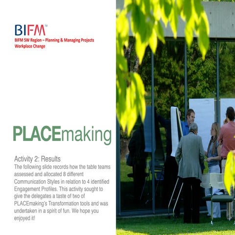 BIFM activity results - PLACEmaking transformation tools