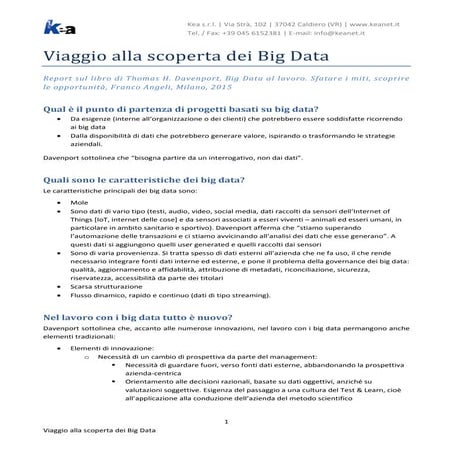 Viaggio alla scoperta dei Big Data