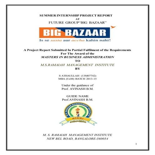 Consumer behaviour towads Big Bazaar