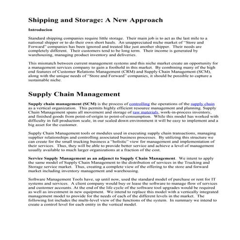 Shipping and Storage: A New Approach