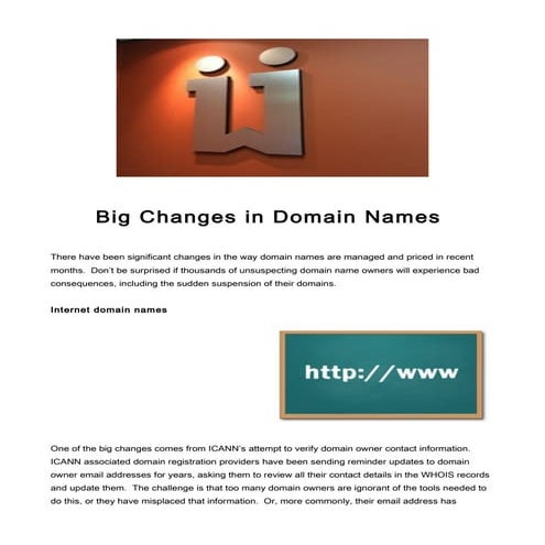 Big Changes in Domain Names 