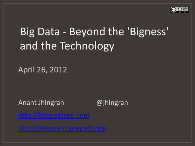 Big Data: Beyond the "Bigness" and the Technology (webcast)
