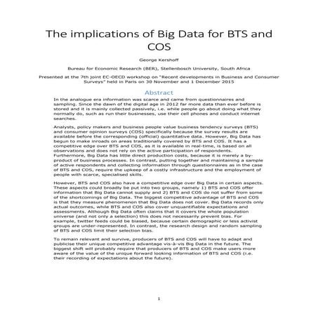 The implications of Big Data for BTS and COS