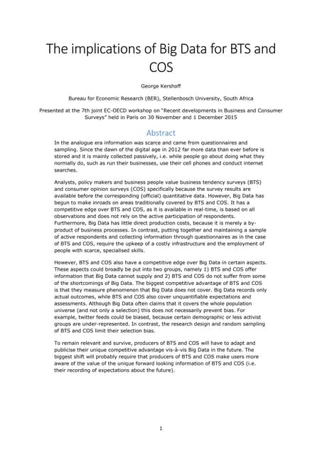 The implications of Big Data for BTS and COS
