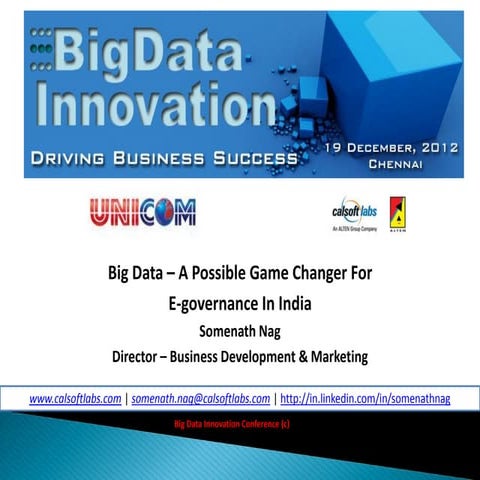 Big data   a possible game changer for e-governance