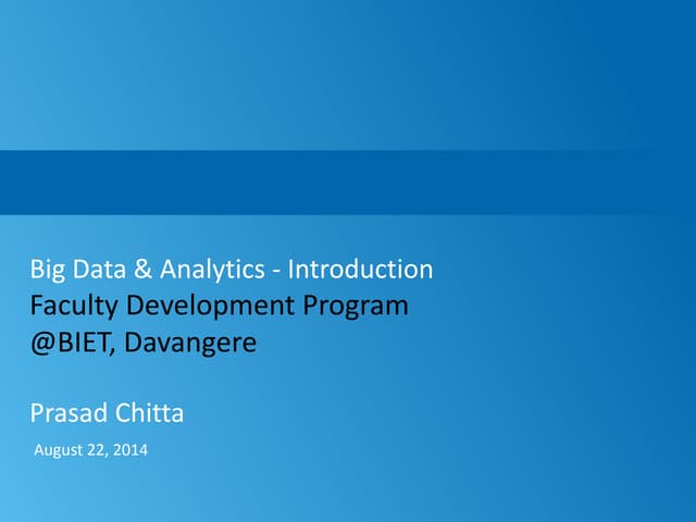 Introduction to Big Data & Analytics