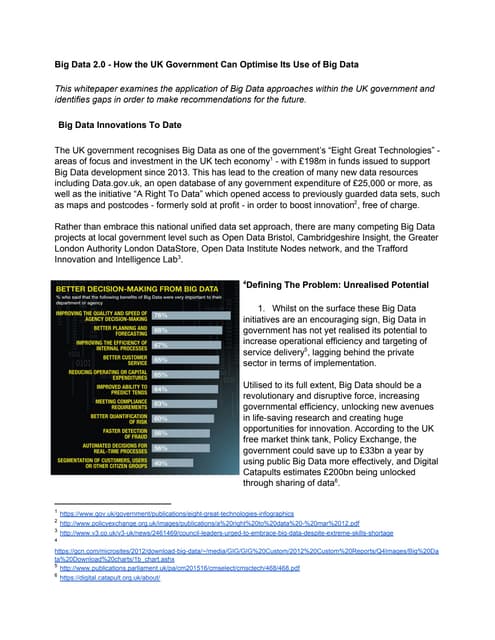 Big Data 2.0 - How the UK Government Can Optimise Its Use of Big Data