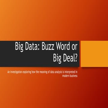 Big Data: Big Deal or Buzzword 