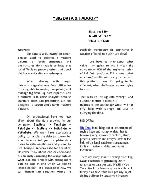 Big data abstract