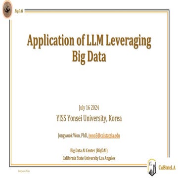 History and Application of LLM Leveraging Big Data | PPTX