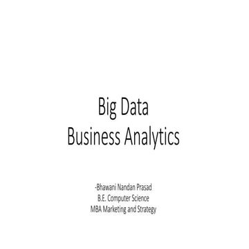 Big data analytics   bhawani nandan prasad