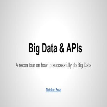 Big Data and APIs - a recon tour on how to successfully do Big Data analytics