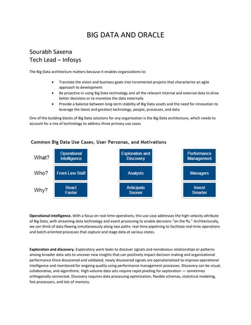 Big data and oracle