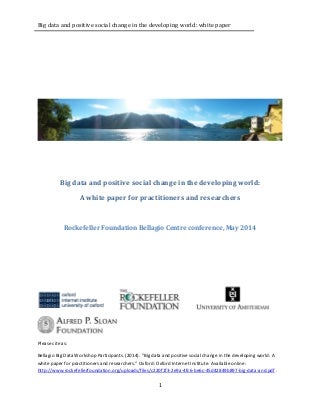 Big Data and Positive Social Change in the Developing World