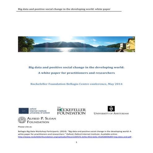 Big Data and Positive Social Change in the Developing World