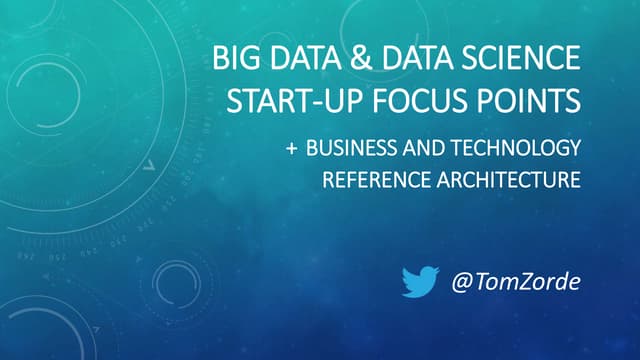 Big data + data science startup focus points