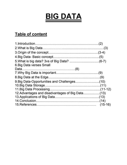 Big data document (basic concepts,3vs,Bigdata vs Smalldata,importance,storage...