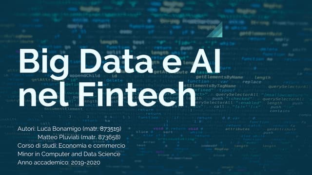 Big Data e AI nel Fintech