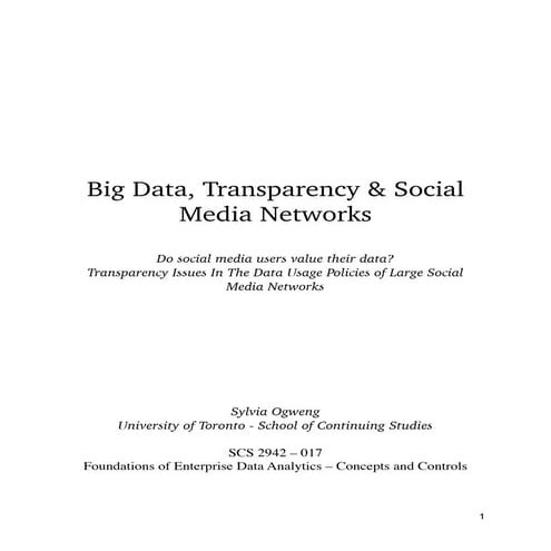 Big Data, Transparency & Social Media Networks