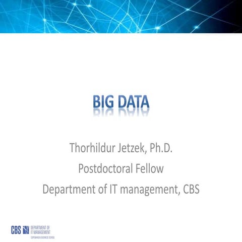 Big data presentation for University of Reykjavik, Iceland, March 22 