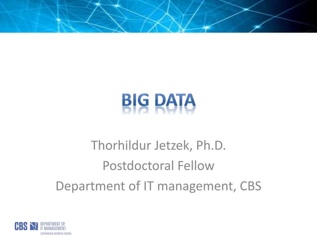 Big data presentation for University of Reykjavik, Iceland, March 22 