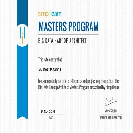 Big data hadoop architect program certificate
