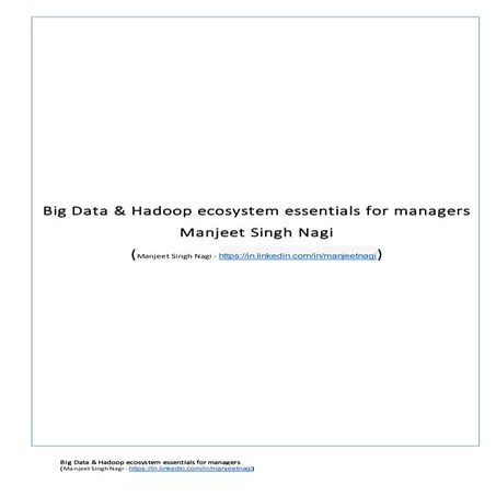 Big data and hadoop ecosystem essentials for managers