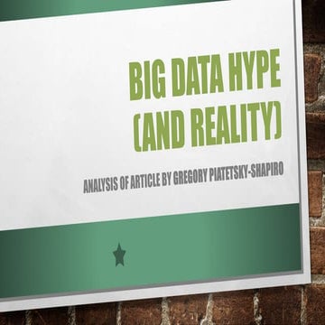 Big data hype (and reality)