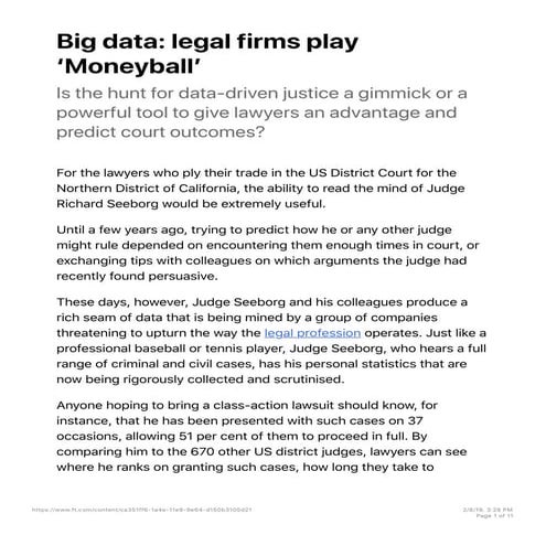 Big data: legal firms play ‘Moneyballʼ 