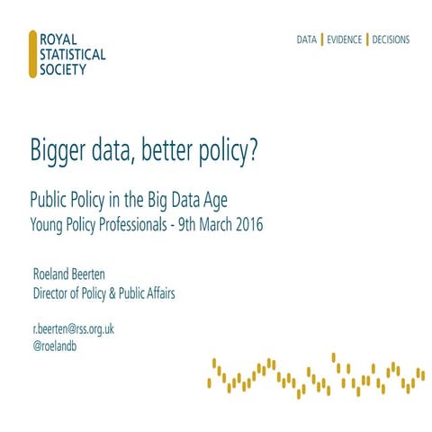 Public policy in the ‘big data’ age: Roeland Beerten presentation