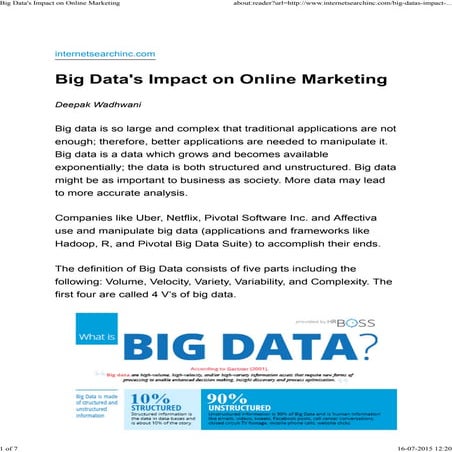 Big data's impact on online marketing