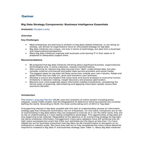 Big Data strategy components