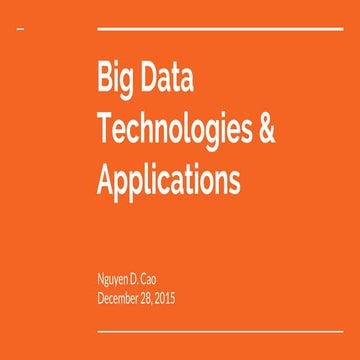 Introduction to Big Data Technologies & Applications