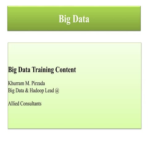 Hadoop Big Data Training (Part 1)
