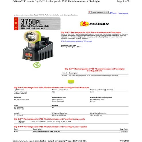 Big Ed Rechargeable Photoluminescent