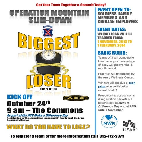 Biggest Loser challenge flyer