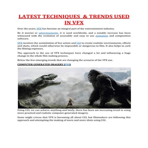 LATEST TECHNIQUES & TRENDS USED IN VFX