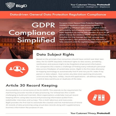 BigID Data Inventory & Data Mapping Data Sheet | PDF