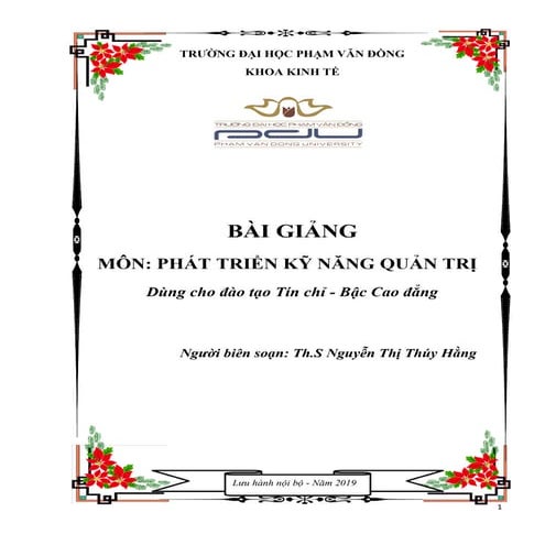 Bài giảng môn phát triển kỹ năng quản trị