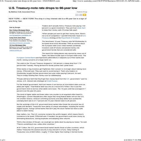 BIG INVESTORS - Moving To U.S. Treasury Bonds