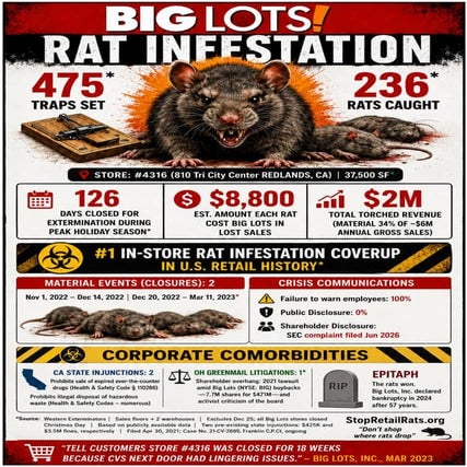 Big Lots Rat Infestation - By The Numbers | PDF