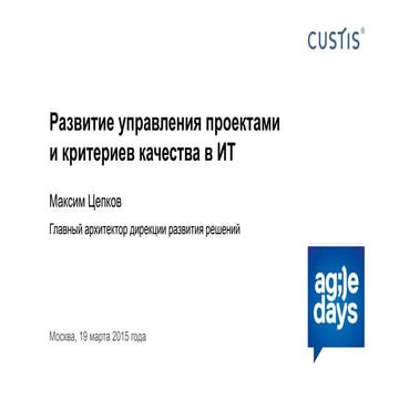 Big picture of it project managerment Tsepkov AgileDays 2015