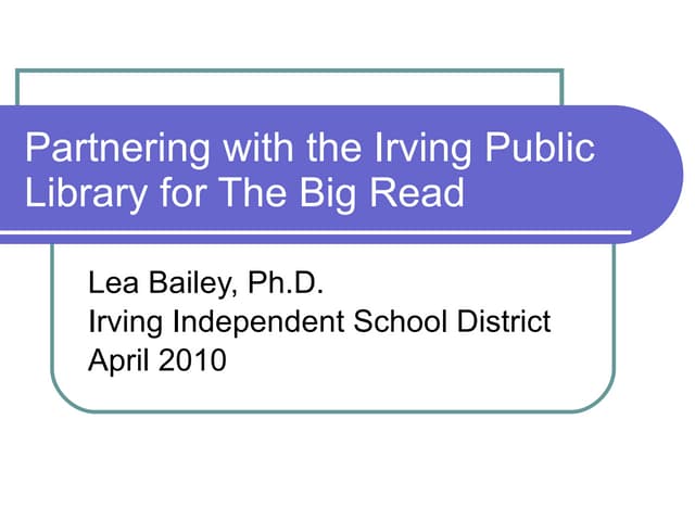 Big Read In Irving Isd