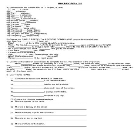 English worksheet to be | DOCX