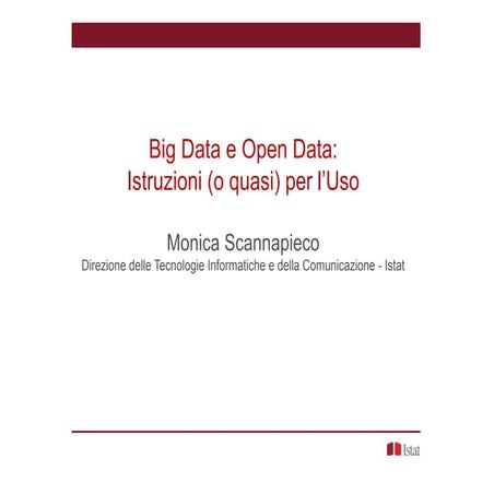 M. Scannapieco - Big Data e Open Data:  Istruzioni (o quasi) per l’Uso  
