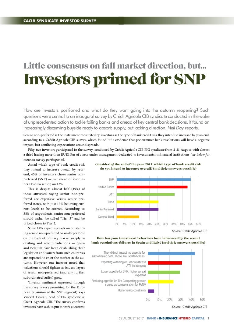 Cacib Senior Non Preferred Survey Finds Investors Primed For Supply