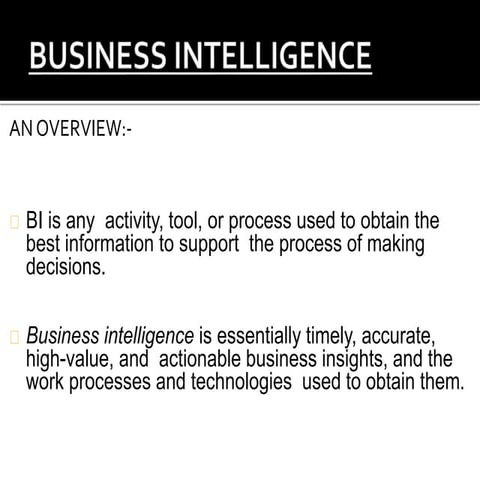 Business intelligence an introduction
