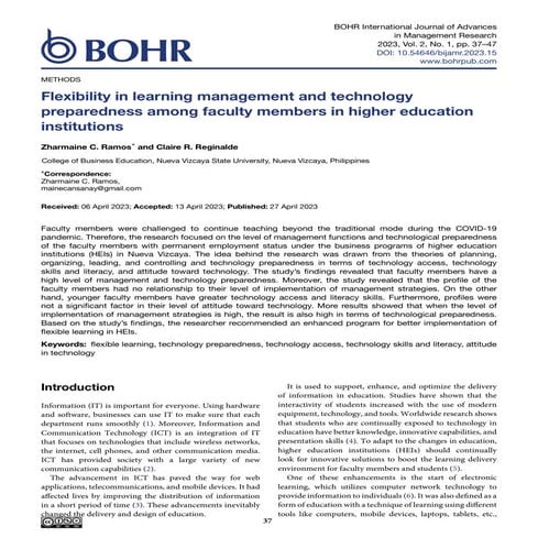 Flexibility in Learning Management and Technology Preparedness Among Faculty ...
