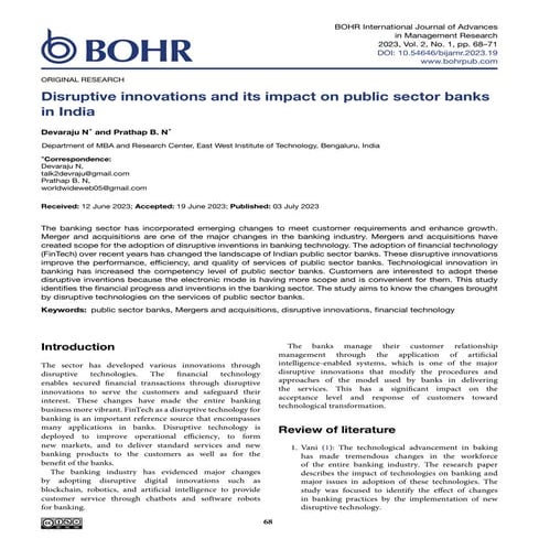 Disruptive innovations and its impact on public sector banks in India