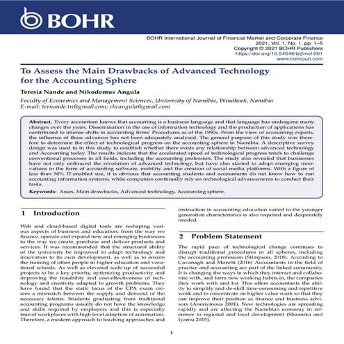 To Assess the Main Drawbacks of Advanced Technology for the Accounting Sphere